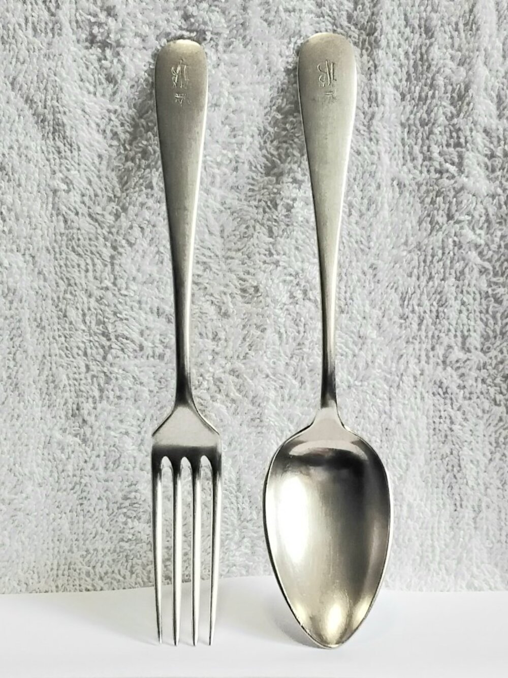 Antique Austrian Silver Plated Art Krupp Berndorf Fork & Spoon 84 Engraved BV!!